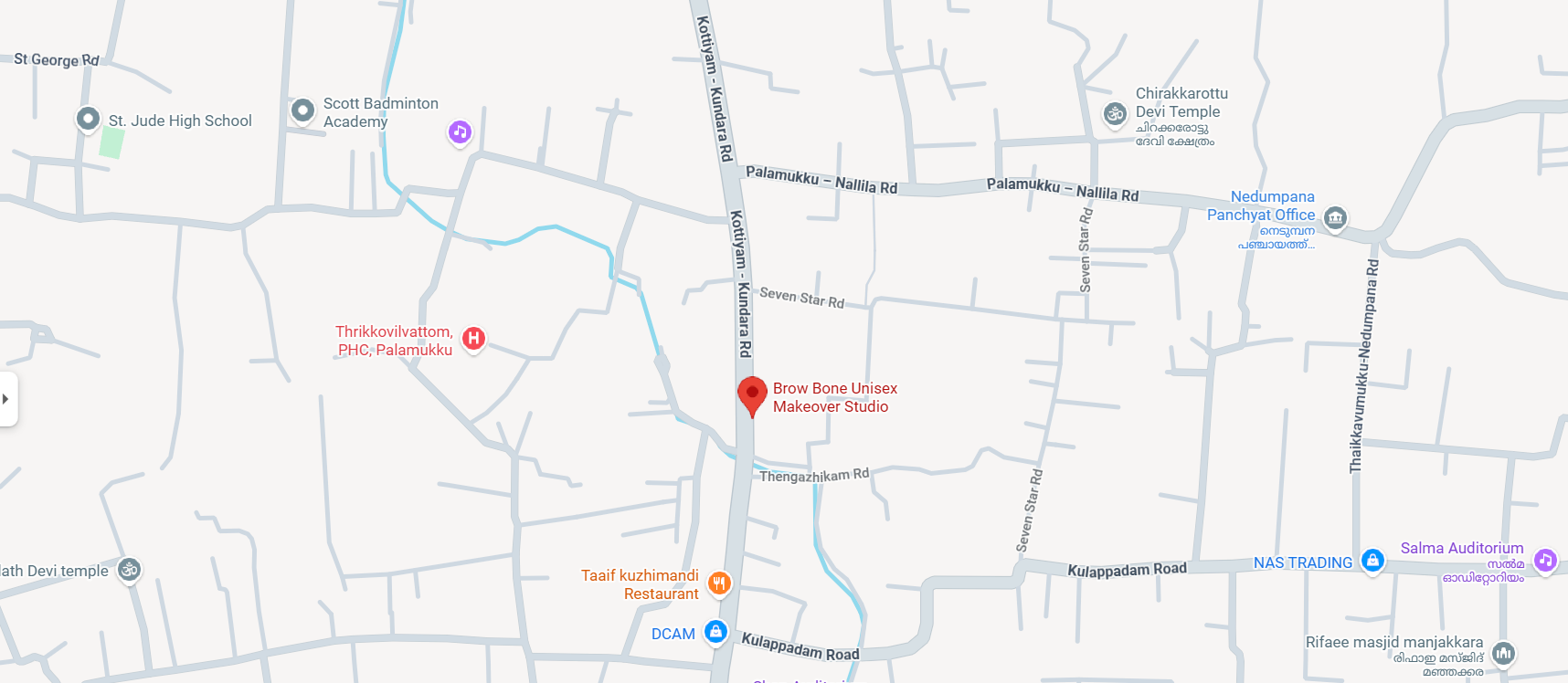 BrowBone Makeover Studio location in Pallamukku, Kannanalloor, Kollam